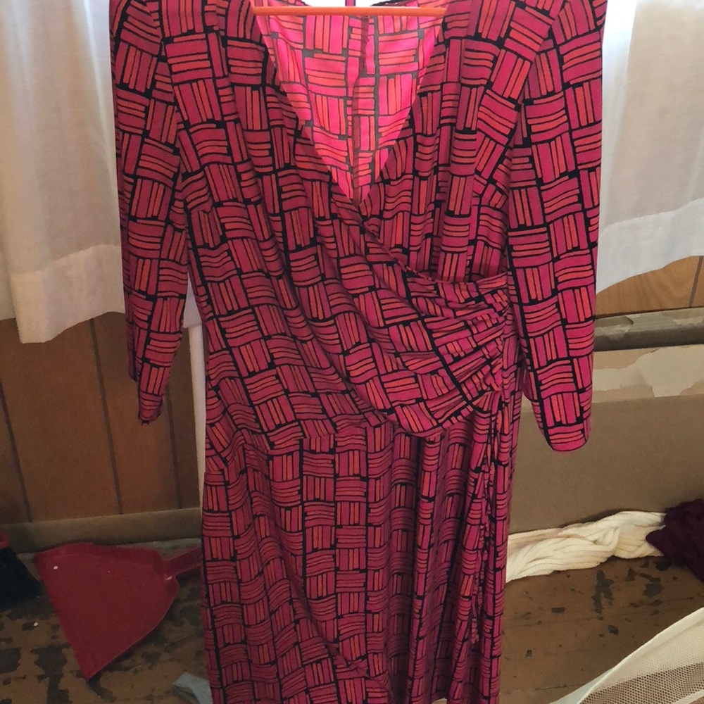 Pink orange and black dress
